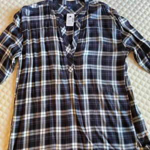Navy and white plaid tunic dress